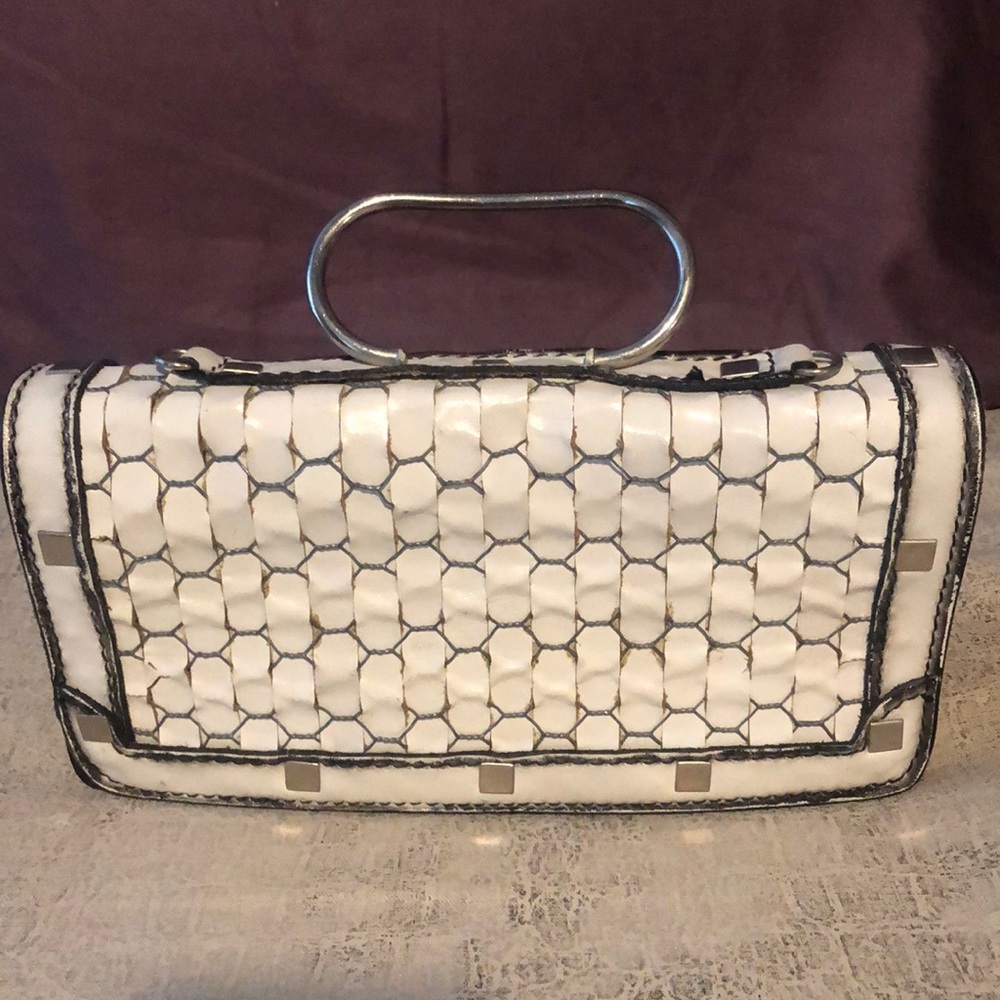 Vintage Tano handbag- white and metal